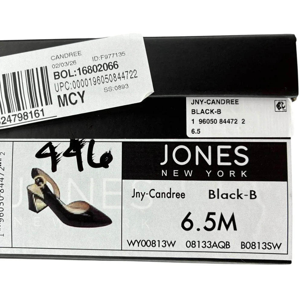 Jones New York Candree‎ Black Patent Slingback Block Heel Pumps Womens 6.5M